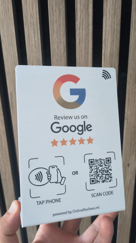 Google Review Stand - Large 10.5cm x 15cm (NFC Tap & QR Scan)